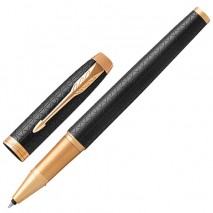 Ручка-роллер PARKER &quot;IM Premium Black GT&quot;, корпус черный матовый с гравировкой, позолоченные детали,