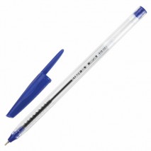 Ручка шариковая масляная STAFF &quot;Basic&quot;, СИНЯЯ, корпус прозрачный, игольчатый узел 0,7 мм, линия пись