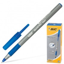 Ручка шариковая с грипом BIC &quot;Round Stic Exact&quot;, СИНЯЯ, корпус серый, узел 0,8 мм, линия письма 0,3