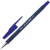 Ручка шариковая STAFF &quot;EVERYDAY&quot;, СИНЯЯ, корпус прорезиненный синий, узел 0,7 мм, линия письма 0,35