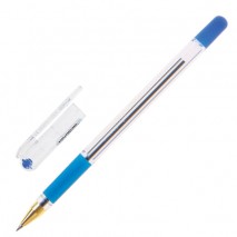 Ручка шариковая масляная с грипом MUNHWA &quot;MC Gold&quot;, СИНЯЯ, корпус прозрачный, узел 0,5 мм, линия пис
