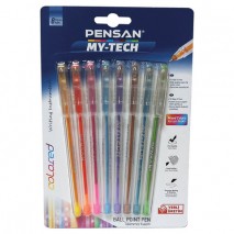Ручки шариковые масляные PENSAN &quot;My-Tech Colored&quot;, НАБОР 8 шт., яркие цвета АССОРТИ, линия письма 0,