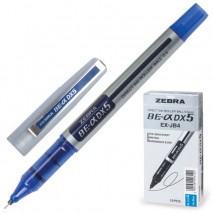 Ручка-роллер ZEBRA &quot;Zeb-Roller DX5&quot;, СИНЯЯ, корпус серебристый, узел 0,5 мм, линия письма 0,3 мм, EX