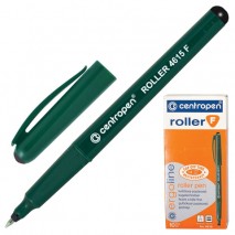Ручка-роллер CENTROPEN, ЧЕРНАЯ, трехгранная, корпус зеленый, узел 0,5 мм, линия письма 0,3 мм, 4615,