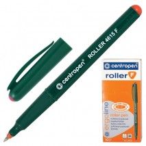 Ручка-роллер CENTROPEN, КРАСНАЯ, трехгранная, корпус зеленый, узел 0,5 мм, линия письма 0,3 мм, 4615