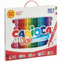 Фломастеры CARIOCA (Италия) &quot;Joy&quot;, 60 шт., 30 цветов, суперсмываемые, картонная коробка с ручкой, 41