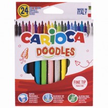 Фломастеры CARIOCA (Италия) &quot;Doodles&quot;, 24 цвета, суперсмываемые, 42315