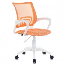 Кресло BRABIX &quot;Fly MG-396W&quot;, с подлокотниками, пластик белый, сетка, оранжевое с рисунком &quot;Giraffe&quot;,