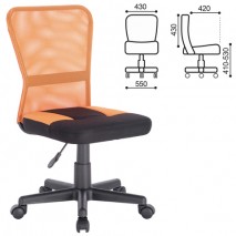 Кресло компактное BRABIX &quot;Smart MG-313&quot;, без подлокотников, комбинированное, черное/оранжевое, 53184