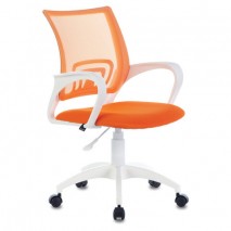 Кресло BRABIX &quot;Fly MG-396W&quot;, с подлокотниками, пластик белый, сетка, оранжевое, 532401, MG-396W_5324