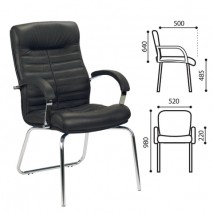 Кресло для приемных и переговорных &quot;Orion CFA/LB steel chrome&quot;, кожа, черное