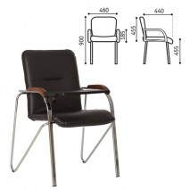 Кресло для приемных и переговорных &quot;Samba T plast&quot; со столиком, хромированный каркас, кожзам, черный