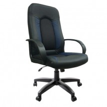 Кресло офисное BRABIX &quot;Strike EX-525&quot;, экокожа черная/синяя, ткань серая, TW, 531378