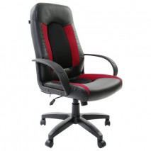 Кресло офисное BRABIX &quot;Strike EX-525&quot;, экокожа черная, ткань черная/бордовая, TW, 531379