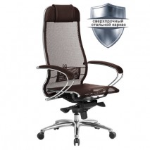 Кресло офисное МЕТТА &quot;SAMURAI&quot; S-1.04, сверхпрочная ткань-сетка, темно-коричневое