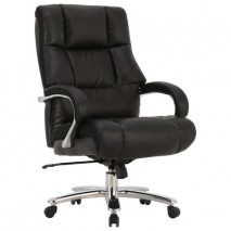 Кресло офисное BRABIX PREMIUM &quot;Bomer HD-007&quot;, НАГРУЗКА до 250 кг, рециклированная кожа, хром, черное