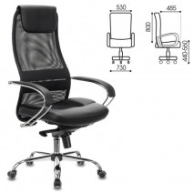 Кресло офисное BRABIX PREMIUM &quot;Stalker EX-609 PRO&quot;, хром, мультиблок, ткань-сетка/экокожа, черное, 5