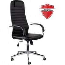 Кресло офисное BRABIX &quot;Pilot EX-610 CH&quot; premium, хром, кожзам, черное, 532418