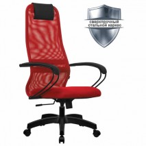 Кресло офисное МЕТТА &quot;SU-B-8&quot; пластик, ткань-сетка, сиденье мягкое, красное