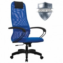 Кресло офисное МЕТТА &quot;SU-B-8&quot; пластик, ткань-сетка, сиденье мягкое, синее