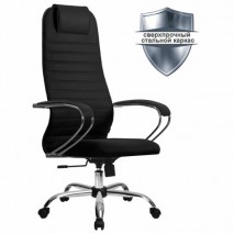 Кресло офисное МЕТТА &quot;SU-B-10&quot; хром, ткань-сетка, сиденье и спинка мягкие, черное