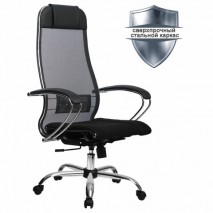 Кресло офисное МЕТТА &quot;К-3&quot; хром, ткань-сетка, сиденье и спинка регулируемые, черное