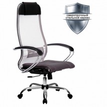 Кресло офисное МЕТТА &quot;К-3&quot; хром, ткань-сетка, сиденье и спинка регулируемые, темно-серое