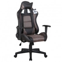 Кресло компьютерное BRABIX &quot;GT Racer GM-100&quot;, две подушки, ткань, экокожа, черное/коричневое, 531819