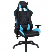 Кресло компьютерное BRABIX &quot;GT Master GM-110&quot;, две подушки, экокожа, черное/голубое, 531928