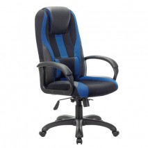 Кресло компьютерное BRABIX PREMIUM &quot;Rapid GM-102&quot;, НАГРУЗКА 180 кг, экокожа/ткань, черное/синее, 532
