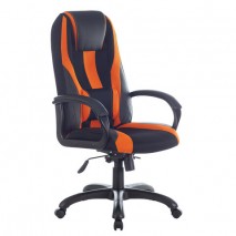 Кресло компьютерное BRABIX PREMIUM &quot;Rapid GM-102&quot;, НАГРУЗКА 180 кг, экокожа/ткань, черно/оранжевое,