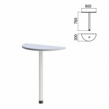 Стол приставной полукруг &quot;Арго&quot;, 600х300х760 мм, серый/опора хром (КОМПЛЕКТ)