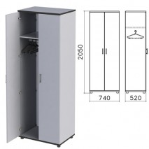 Шкаф для одежды &quot;Монолит&quot;, 740х520х2050 мм, цвет серый, ШМ50.11