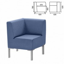Кресло мягкое угловое &quot;Хост&quot; М-43, 620х620х780 мм, без подлокотников, экокожа, голубое