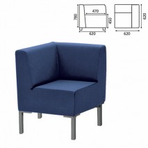 Кресло мягкое угловое &quot;Хост&quot; М-43, 620х620х780 мм, без подлокотников, экокожа, темно-синее