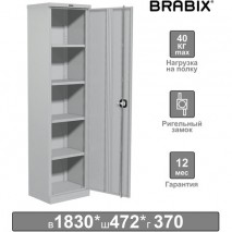 Шкаф металлический офисный BRABIX &quot;MK 18/47/37-01&quot;, 1830х472х370 мм, 25 кг, 4 полки, разборный, 2911