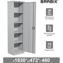 Шкаф металлический офисный BRABIX &quot;MK 18/47/46-01&quot;, 1830х472х460 мм, 30 кг, 4 полки, разборный, 2911