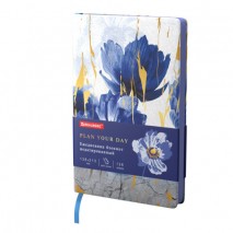 Ежедневник недатированный А5 (138х213 мм), BRAUBERG VISTA, под кожу, гибкий, 136 л., &quot;Blue flowers&quot;,