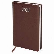 Ежедневник датированный 2022 А5 138x213 мм BRAUBERG &quot;Profile&quot;, балакрон, коричневый, 112764