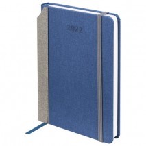 Ежедневник датированный 2022 А5 138x213 мм BRAUBERG &quot;Mosaic&quot;, под кожу, карман для ручки, синий, 112