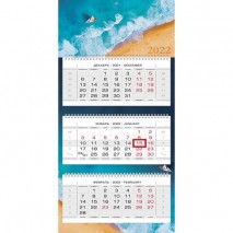 Календарь квартальный с бегунком, 2022 год, 3-х блочный, 3 гребня, ЛЮКС, &quot;Романтика&quot;, HATBER, 3Кв3гр