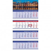 Календарь квартальный с бегунком, 2022 г., 4 блока, 4 гребня, БИЗНЕС, &quot;Ночной городок&quot;, HATBER, 4Кв4