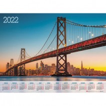Календарь настенный листовой, 2022 г., формат А1 90х60 см, &quot;Вечерний мост&quot;, HATBER, Кл1_25, Кл1_2583