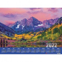 Календарь настенный листовой, 2022 г., формат А2 60х45 см, &quot;Закат в горах&quot;, HATBER, Кл2_25125