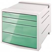 Блок из 4 закрытых лотков для бумаги, настольный, ESSELTE &quot;Colour&amp;apos;Ice&quot;, 285х245х365 мм, зеленый, 626