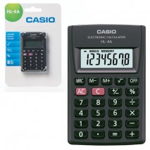 Калькулятор карманный CASIO HL-4A-S, КОМПАКТНЫЙ (87х56х8,6 мм), 8 разрядов, питание от батареи, черн