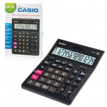 Калькулятор настольный CASIO GR-14-W (209х155 мм), 14 разрядов, двойное питание, черный, европодвес,