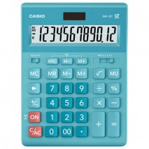 Калькулятор настольный CASIO GR-12С-LB (210х155 мм), 12 разрядов, двойное питание, ГОЛУБОЙ, GR-12C-L