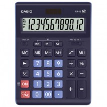 Калькулятор настольный CASIO GR-12-BU (210х155 мм), 12 разрядов, двойное питание, ТЕМНО-СИНИЙ, GR-12