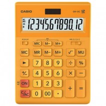 Калькулятор настольный CASIO GR-12С-RG (210х155 мм), 12 разрядов, двойное питание, ОРАНЖЕВЫЙ, GR-12C